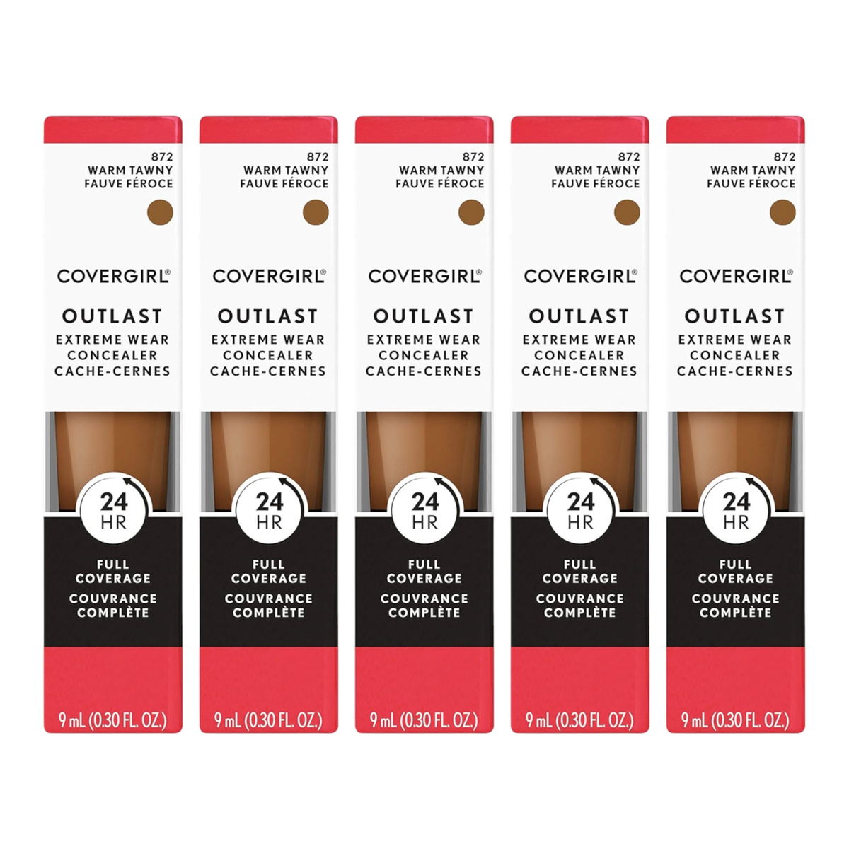 Covergirl Outlast Extreme wear Concealer Warm Tawny 872 Five Pack